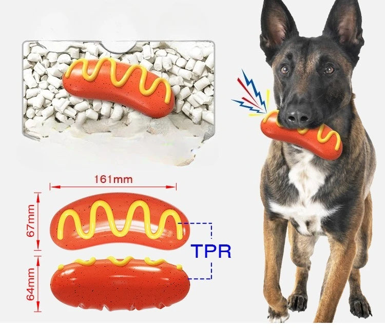 Squeaky and Vibrant Hotdog Dog Toy in Striking Engaging and Durable Pet Playtime Fun for Your Playful Puppy