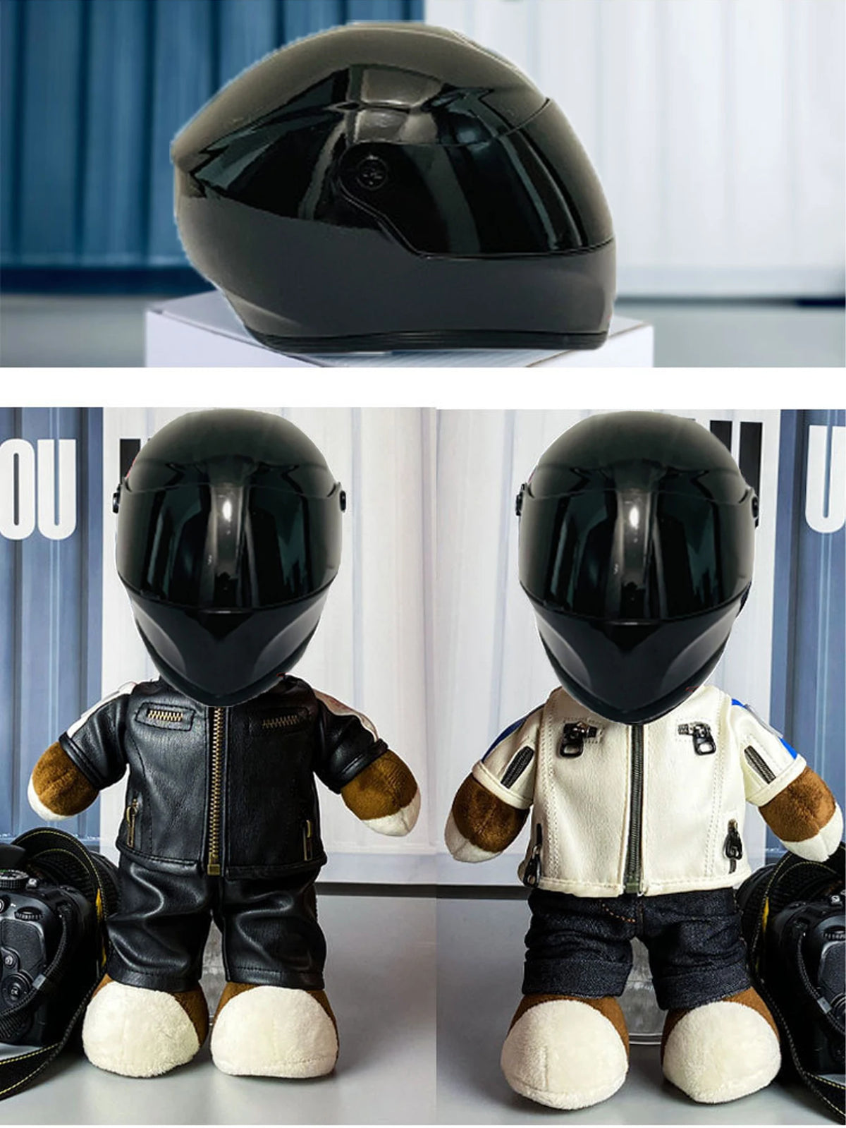 Pet Motorcycle Full Face Helmet with Anti-Detachment Safety Buckle Miniature Riding Helmet for Cats and Dogs Fan Favorite Gift